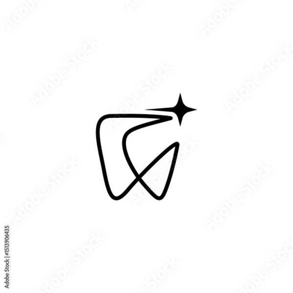 Fototapeta dental logo with star in minimalist linear design style