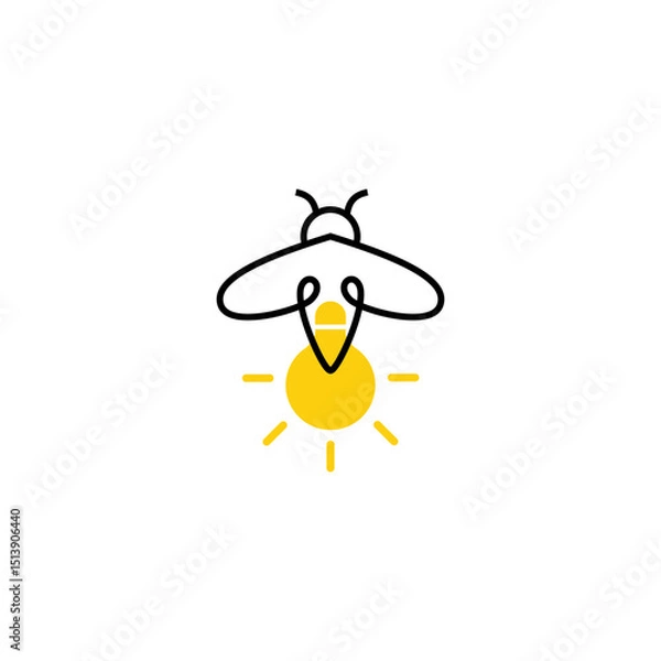 Fototapeta firefly logo with shining light bulb in linear design style