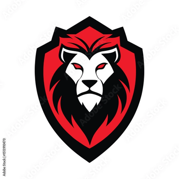 Obraz Fierce lion head mascot in bold graphic style for branding use vector illustration.