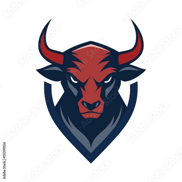 Obraz Strong and powerful bull mascot design great for sports logos vector illustration.
