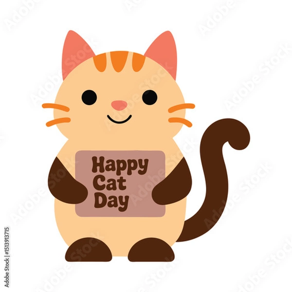 Obraz Playful happy cat day themed illustration for pet lovers and gifts vector illustration.