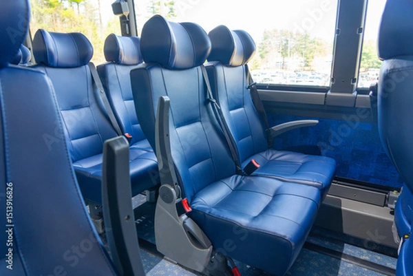 Fototapeta close up on leather seat on the bus