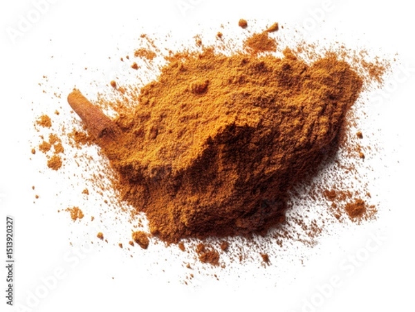 Fototapeta A pile of ground spices with a cinnamon stick in the middle