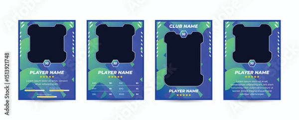 Fototapeta Set of player trading card templates, Photo frame and border collection for soccer, hockey, volleyball, and basketball players, Sport flyer layout design, Template eps 10.	
