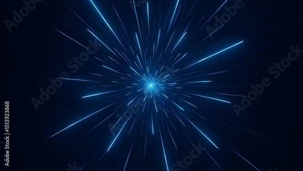 Fototapeta Blue Neon Explosion – Dynamic Cyber Tech Burst on Dark Background