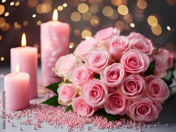 Obraz roses and candles