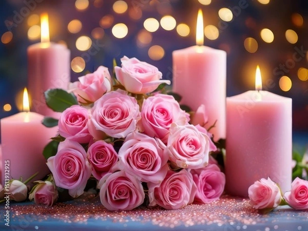 Obraz roses and candles
