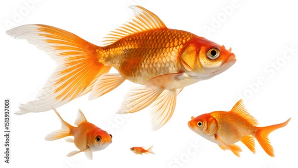 Obraz goldfish in various poses - aquatic pet isolated on transparent background