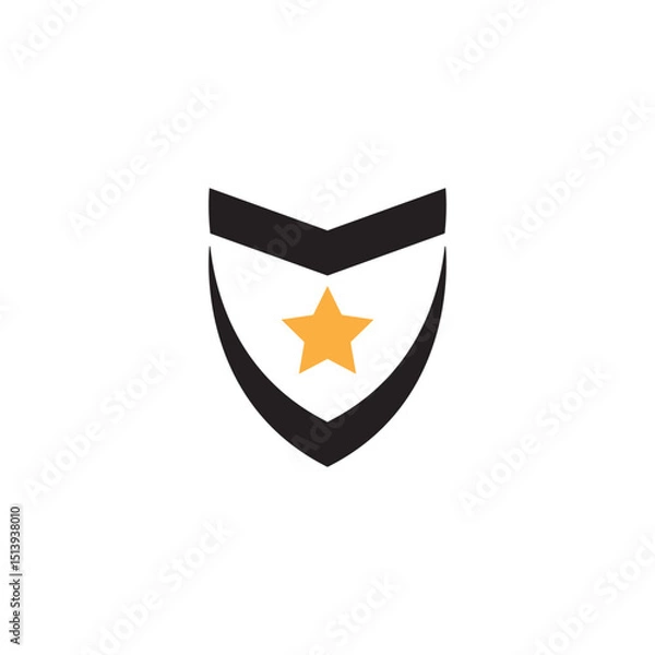 Fototapeta shield logo in badge emblem with star icon in flat design style
