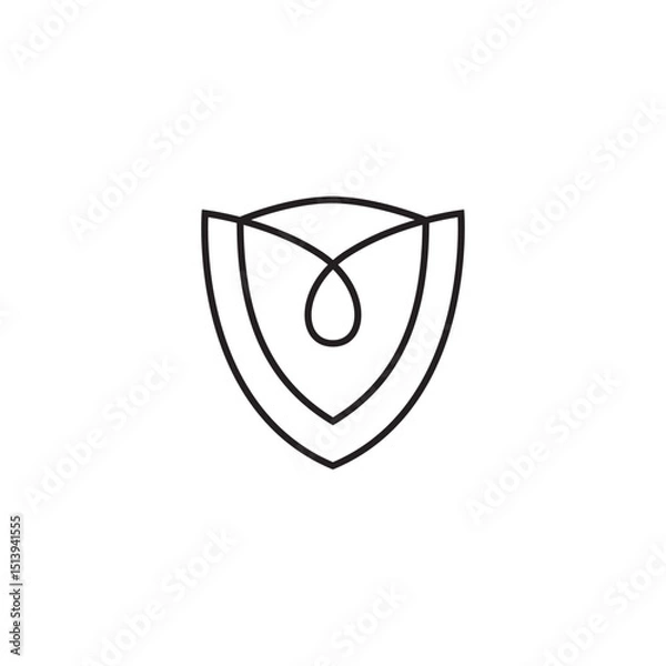 Fototapeta abstract shield logo with linear outline design style