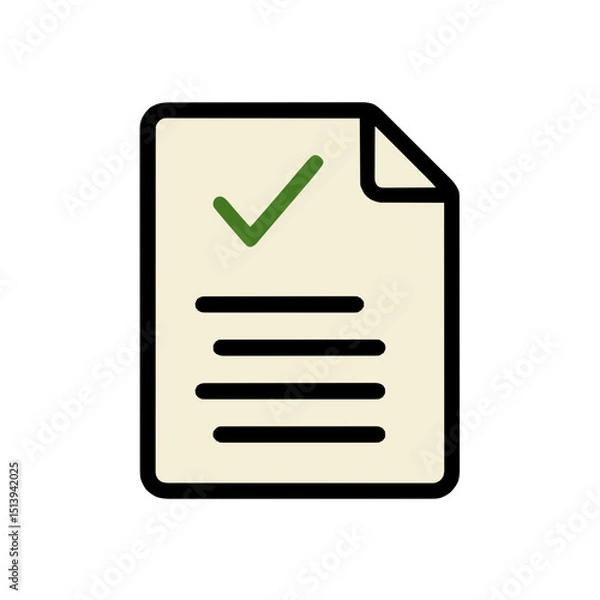 Fototapeta Minimalist Document Icon with a Checkmark Design