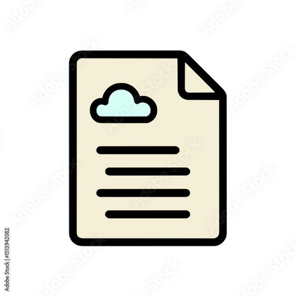 Fototapeta Stylish Minimalist Icon of Cloud Document Design