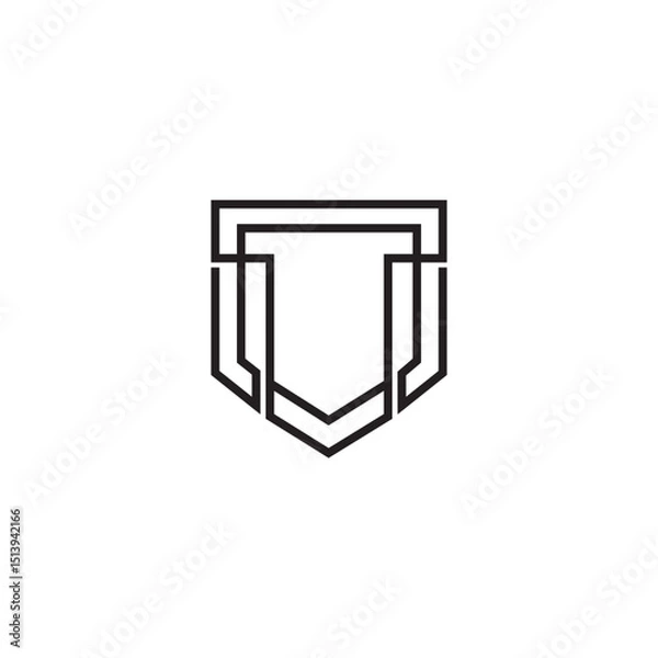 Fototapeta abstract shield logo in line art design style