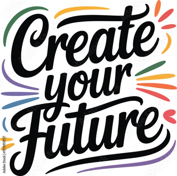 Fototapeta Colorful Doodle Lettering Design with Playful Accents on white  Backdrop for Creative Projects and Designs, Fun Typography