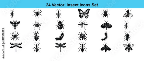 Obraz Seamless wheat field illustration with various insect silhouettes