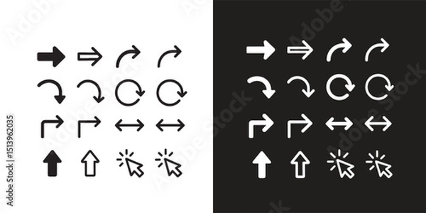 Fototapeta Vector set arrow icon black and white arrow vector icon collection 