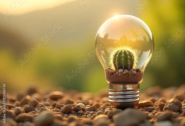 Obraz Light bulb grows with plant, graph. New business idea, financial investment, environmental protection. Renewable eco green energy concept, innovative future technology, sustainable growth