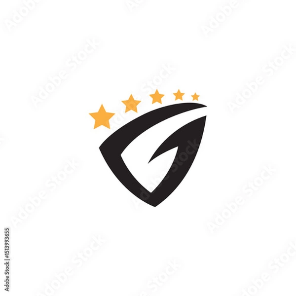 Fototapeta Shield logo with letter G decorated with stars in flat design style