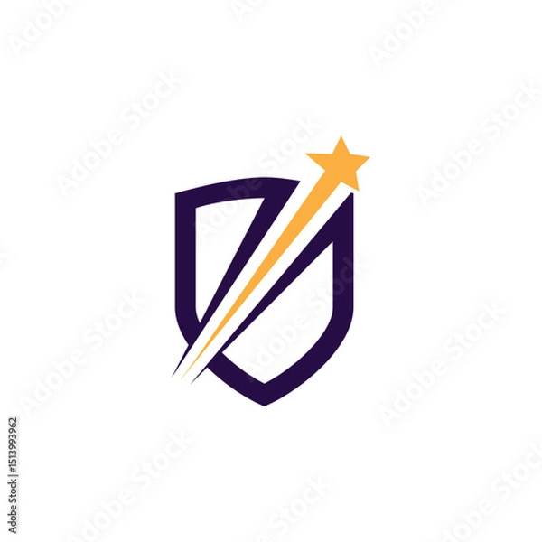 Fototapeta shield logo with space stars in flat design style