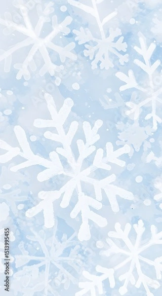 Obraz Light blue background with many white snowflakes