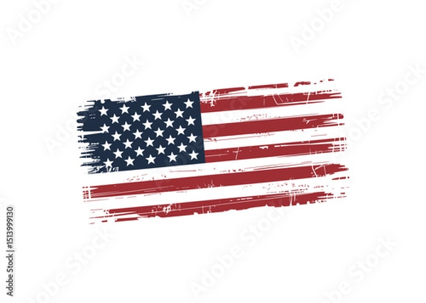 Fototapeta Grunge Style American Flag Vector Illustration with Distressed Texture