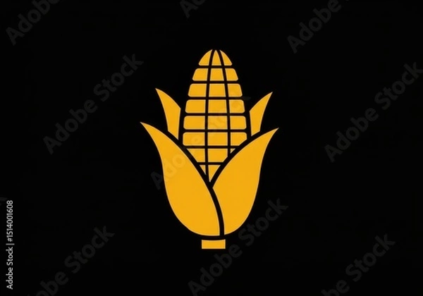 Obraz Golden Corn 2025-05-24 - A stylized of a golden corn cob on a black background, symbolizing harvest, abundance, nutrition, growth, and agriculture