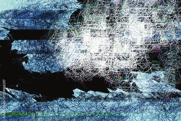 Obraz glitch pattern abstract background noise blue texture