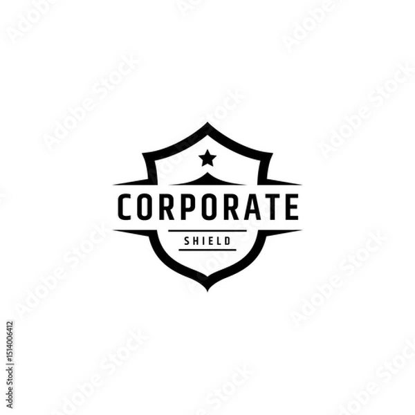 Fototapeta shield frame logo with corporate lettering in flat design style