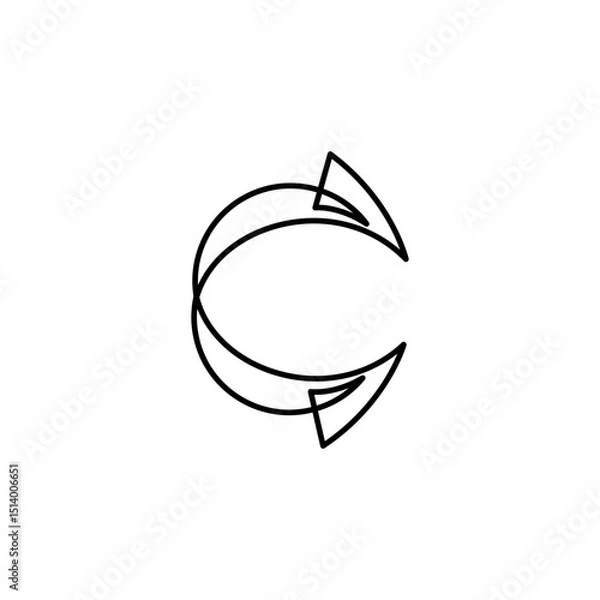 Obraz C letter logo combination with arrow in abstract linear design style