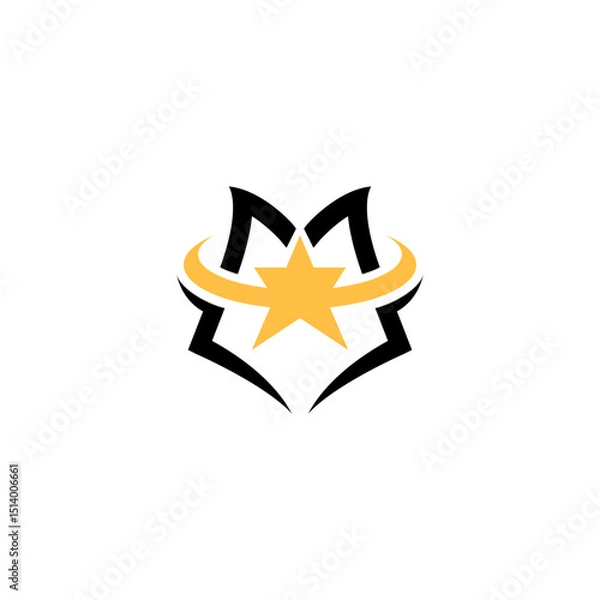 Fototapeta abstract shield frame logo with stars in flat design style