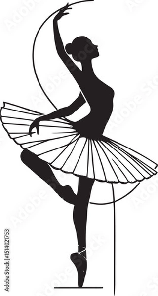 Obraz Ballet dancer silhouette on white background. Ballerina. Vector illustration.