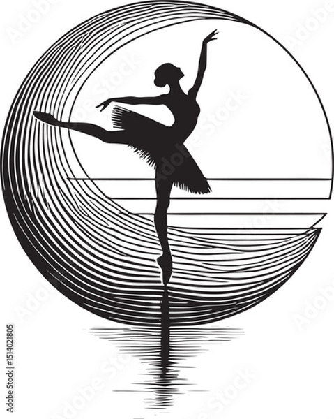 Obraz Ballet dancer silhouette on the background of the circle. Vector illustration.