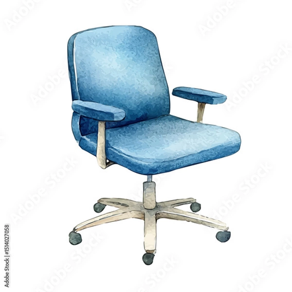 Obraz My Watercolor illustration, desk chair painting isolated on a white background, illustration, AI painting design, vector illustration set, eps format