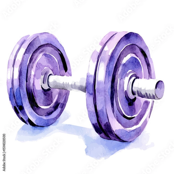 Obraz My Watercolor illustration, purple dumbbell isolated on a white background, illustration, AI painting design, vector illustration set, eps format	