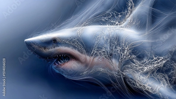 Obraz Streamlined Fury: Abstract Shark in Motion