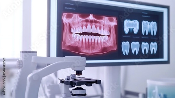 Fototapeta Digital illustration of a dental microscope highlighting the importance of precision in dental work