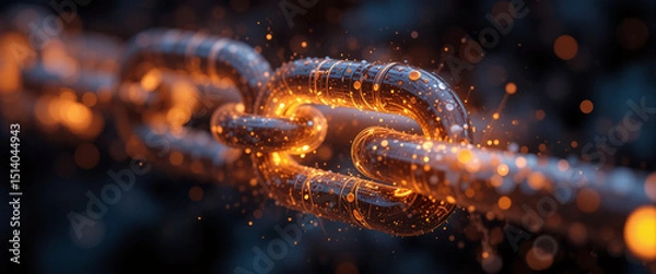 Fototapeta glowing metal chain indicating strength and unity 