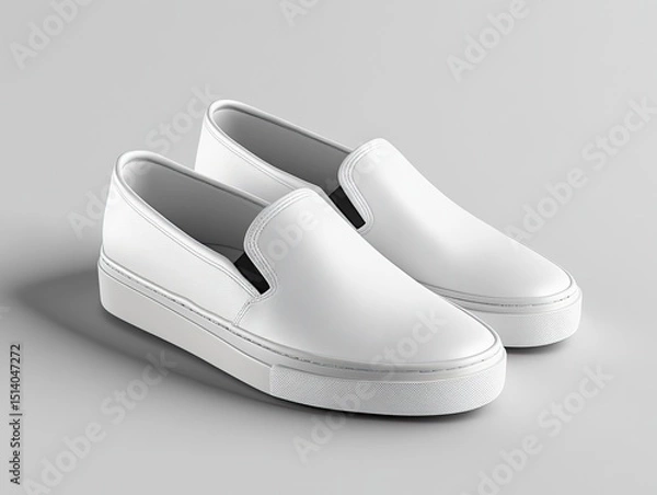 Fototapeta Mockup of a pair of sleek slip-on shoes with a modern look and custom logo. 