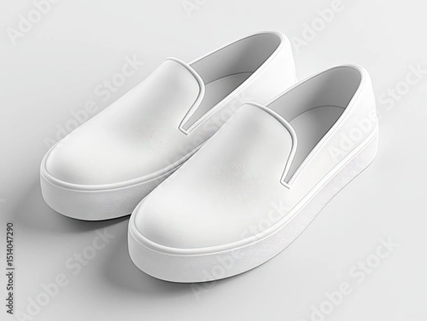 Fototapeta Mockup of a pair of sleek slip-on shoes with a modern look and custom logo. 