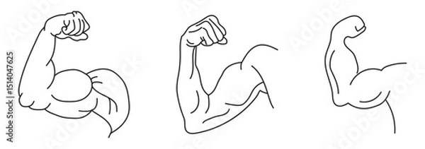 Obraz muscle icon set . arm wrestling icon, fighting two strong hand, powerful arms competition, thin line web symbol on white background - editable stroke vector illustration eps10