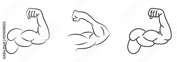 Obraz muscle icon set . arm wrestling icon, fighting two strong hand, powerful arms competition, thin line web symbol on white background - editable stroke vector illustration eps10