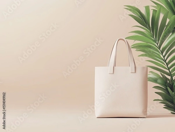Fototapeta Mockup of a reusable shopping tote bag with eco-friendly materials and branding. 