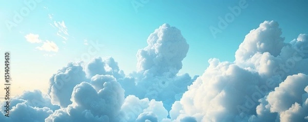 Fototapeta Pale blue watercolor clouds background with soft gradients and subtle texture, captured in realistic 