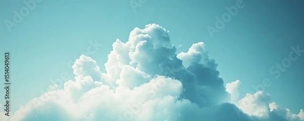 Fototapeta Pale blue watercolor clouds background with soft gradients and subtle texture, captured in realistic 