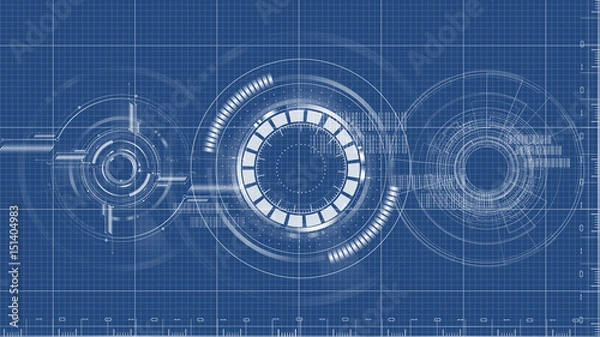Obraz Plan technologiczny rysunek techniczny tło wektor