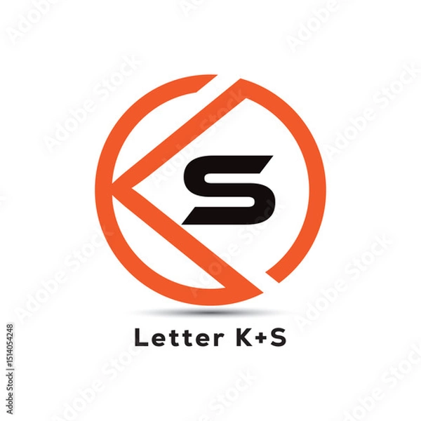 Fototapeta KS letter initial round creative logo design