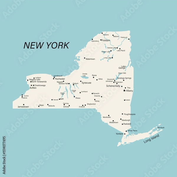 Obraz New York State And County Map Vector Design.