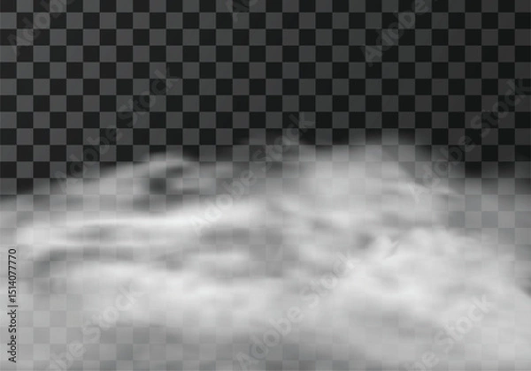 Fototapeta White smoke cloud isolated on transparent background.