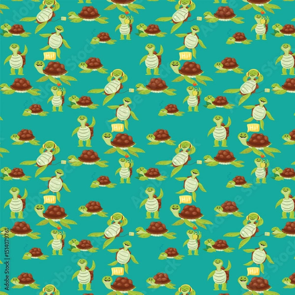 Obraz Happy  playful seamless pattern  Turtle Parade Ocean Friends