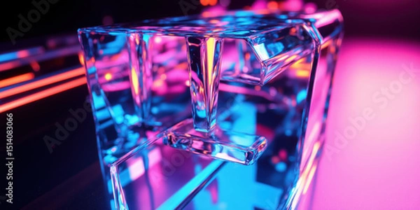 Fototapeta Futuristic 3D Glassy Shapes with Holographic Reflections in a Minimalist Abstract Composition A cutting-edge abstract design showcasing levitating glass-like objects